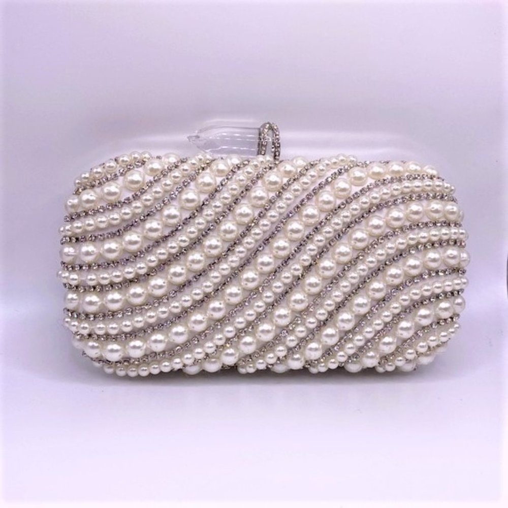 INC International Concepts Lilah Pearl and Rhinestone Evening Clutch/Crossbody